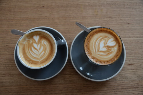 Flat white, strong caffe latte AUD3.80 each - Left Field, Carnegie - top