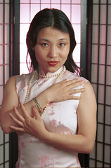 Mandarin Chinese Cheongsam Gown on Beautiful Ladies