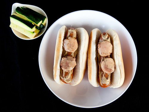 Foie gras dog: Chicken sausage, truffle aioli, foie gras