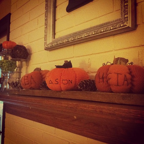 Fall has arrived on our mantle in the form of 3 special little punkins.