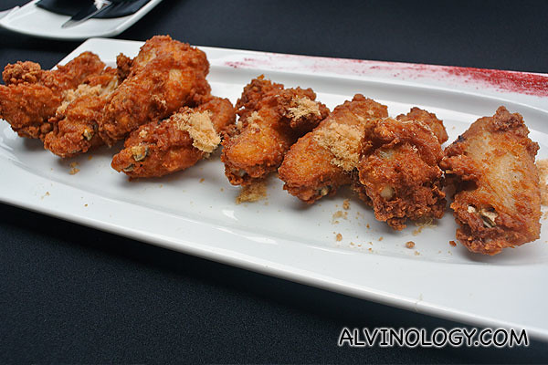 Signature iWings - fried chicken wings served with chicken floss