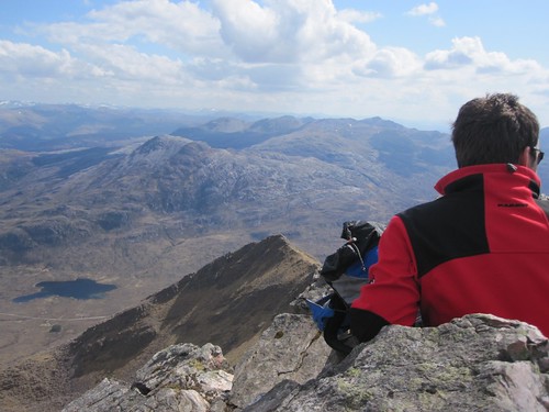 Enjoying the view to the South from the summit of Spidean Coire nan Clach, Beinn Eighe