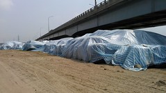 台17濱海公路大肚溪橋下的暫置區(吳仁邦攝)