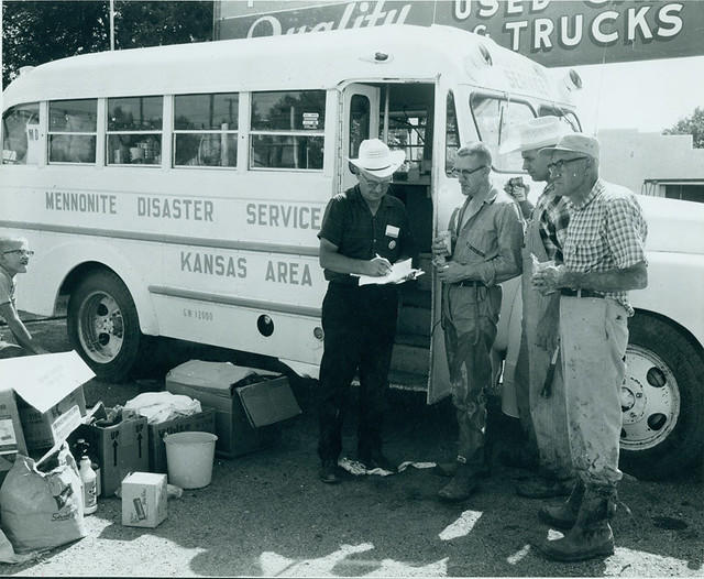 Mennonite Disaster Service group working the 1965 Newton, Kansas, flood