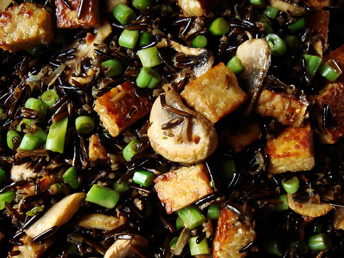 Stirfry Wild Rice with Mushroom, Tempeh, Green Beans