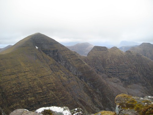 Sgurr Mor and The Horns of Alligin (Na Rathanan) from the summit of Tom na Gruagaich, Beinn Alligin