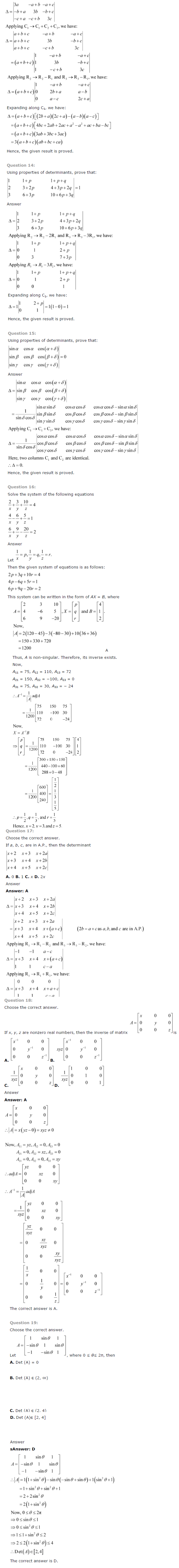 NCERT Solutions for Class 12 Maths Chapter 4 Determinants ex 4.17