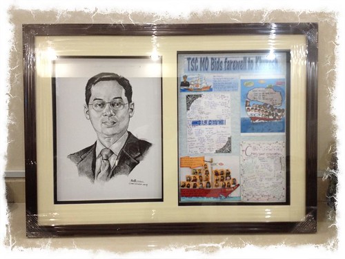 portrait in pen and brush for HSBC in 3D frame