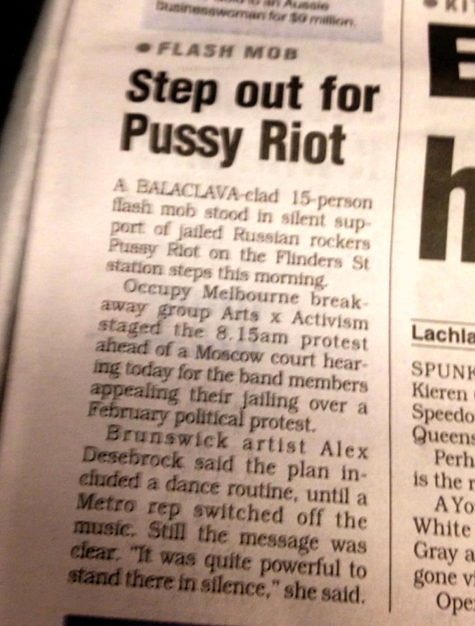 Flinders St Stn Pussy Riot action writeup in Mx