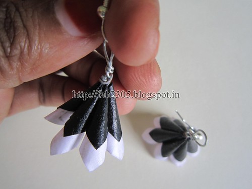 Handmade Jewelry - Paper Cone Earrings (Black and White) (6) by fah2305