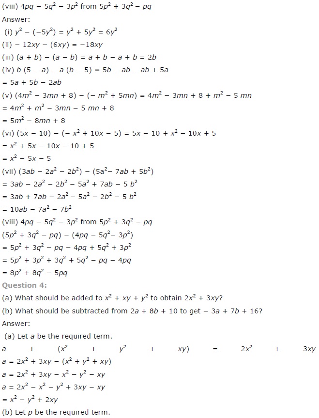 NCERT Solutions for Class 7 Maths Chapter 12 Algebraic Expressions Exercise 12.2
