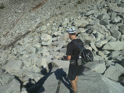 Bill checking out a pika on the boulder field