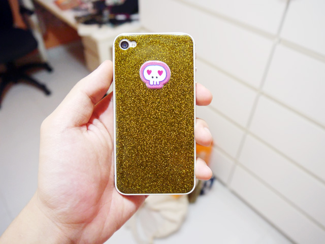 iphone gold and black glitter sticker back