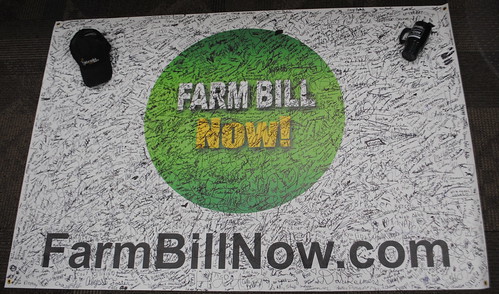 Farm Bill Now banner with signatures of support.