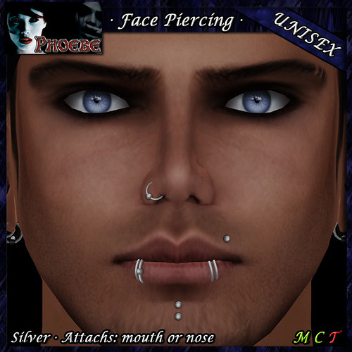 P Unisex Face Piercing ~ Serie P3 ~ Silver