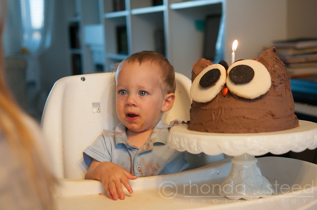Oliver with his Owl Cake