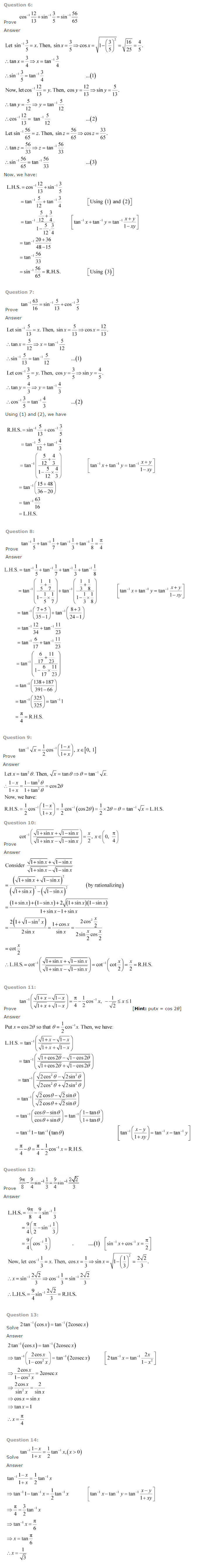 NCERT Solutions for Class 12 Maths Chapter 2 Inverse Trigonometric Functions ex 2.5