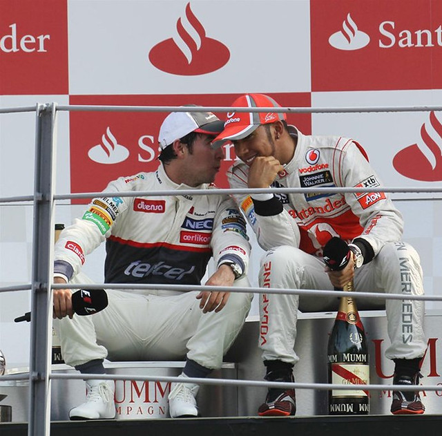 Lewis Hamilton y Sergio Pérez podio GP de Italia