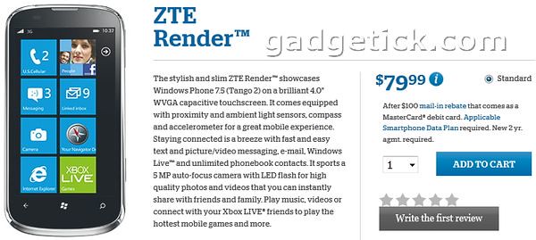 ZTE Render на Windows Phone