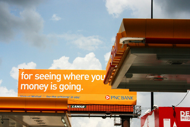 Dean's Midtown Shell Station and PNC Bank Sign
