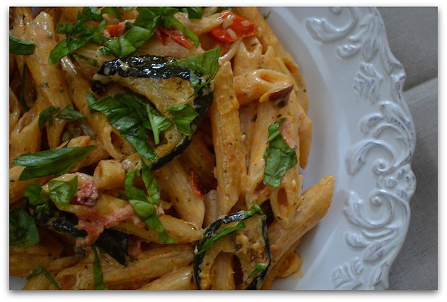 Creamy Penne Pasta with Roasted Vegetables