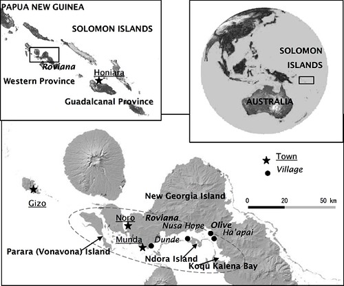 所羅門群島位於南太平洋上，屬於澳亞大陸生態範圍圈。圖片來源：圖片來源：里山倡議推動網http://goo.gl/ecNTZ