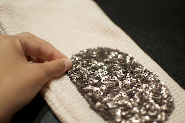 DIY SEQUIN ELBOW PATCH SWEATER 11