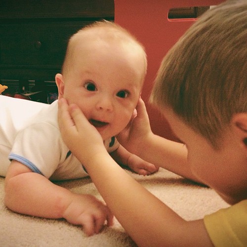 William seriously adores his big brother Zachary! #brothers #kids