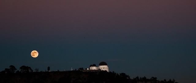 the blue moon rising friday night over griffith park observatory