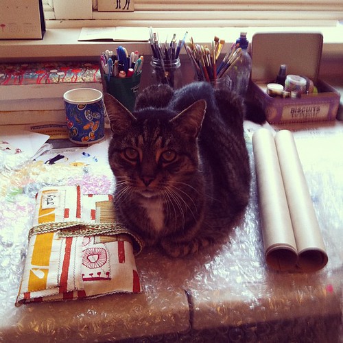 My studio assistant helping out.