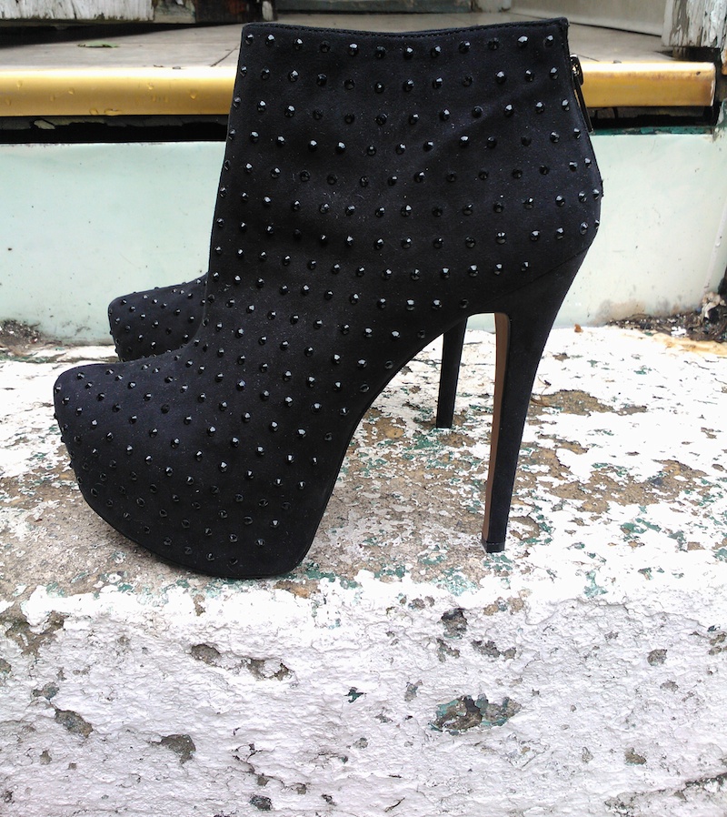 studded high heel ankle boots