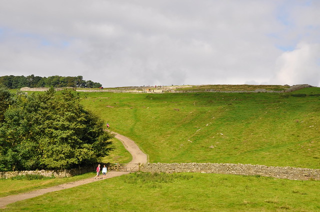 Looking up to Housesteads Roman Fort