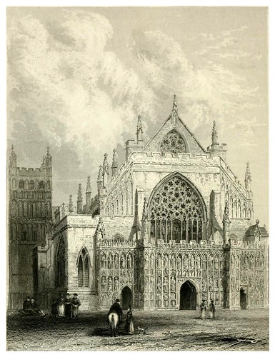 008-Catedral de Exeter vista frontal-Winkles's architectural and picturesque illustrations of the catedral..1836-Benjamin Winkles