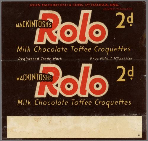 UK - Mackintosh's - Rolo - 2d chocolate candy wrapper - provisional patent - 1937 1938 by JasonLiebig