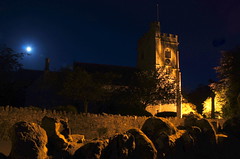 Axmouth church with moon