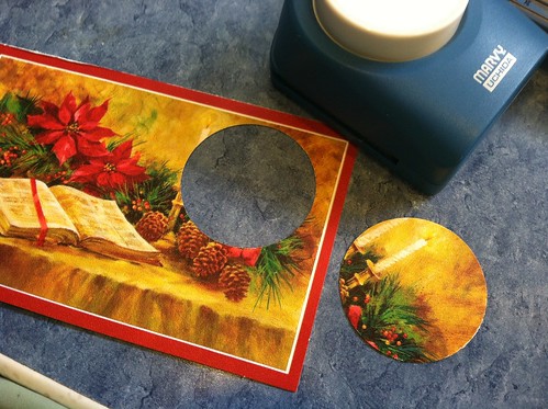 circle punched Christmas cards
