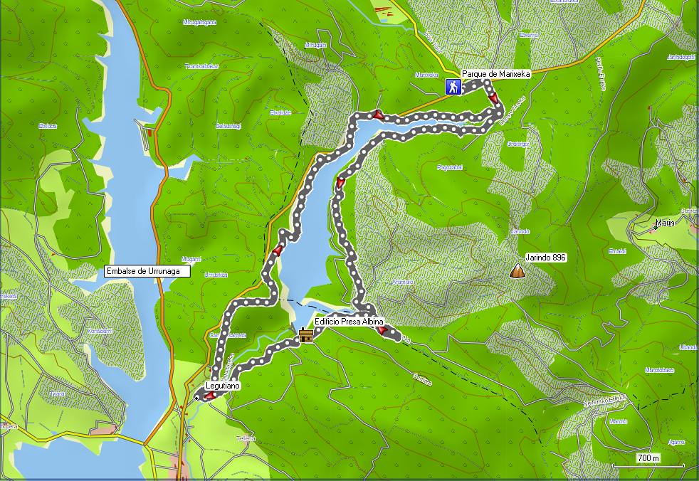 Mapa 2012_09_22 Vuelta al pantano de Albina desde Marixeka