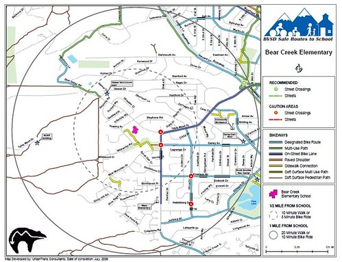 Bear Creek Elementary School, Boulder, CO, walk to school map