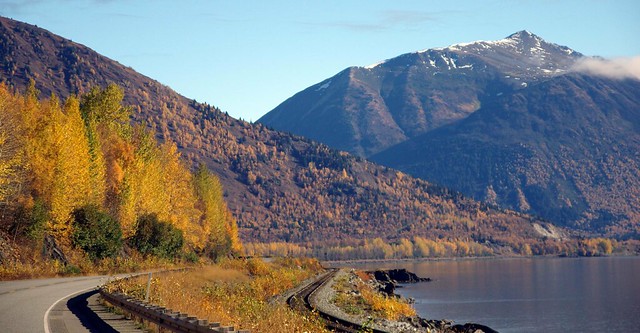 Autumn colours Seward Highway near Anchorage, Alaska