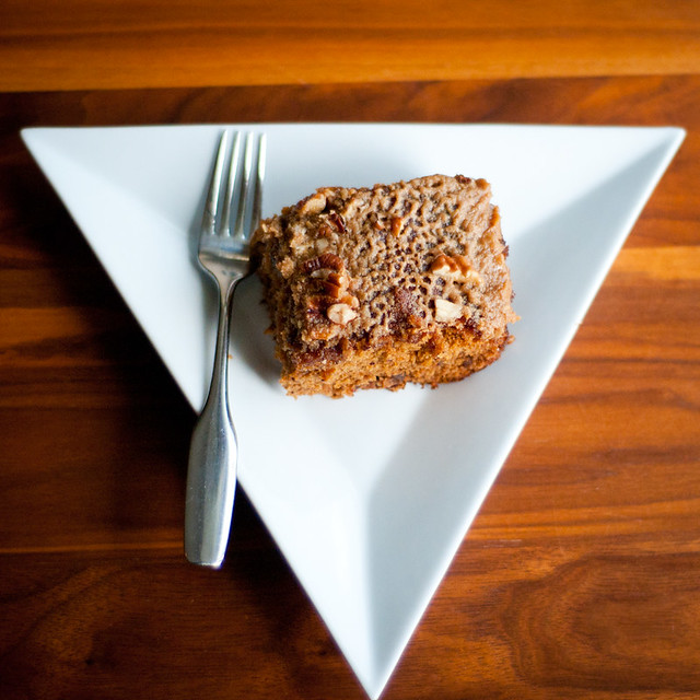 caramel-date cake with pecans