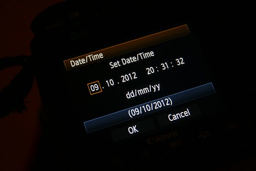 Setting the time and date on a Canon 50D