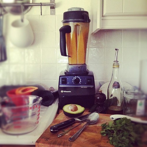 Inspired by @fussfreeflavours I am using the vitamix for the first time to make hot soup. It's loud.