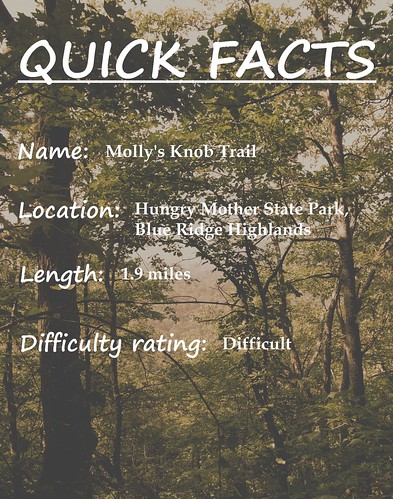 Quick Facts for Molly's Knob trail at Hungry Mother State Park