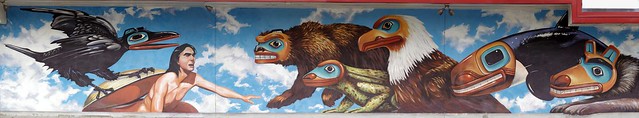 Panoramic Mural: Juneau City Hall, Tlingit local Alaskan tribe story of creation