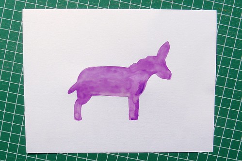 DONKEY BUTTON ART - Step 1 - Trace & Fill with Watercolour