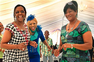 The patron of the Danhiko Annual Paralympic Games, Amai Grace Mugabe, is joined on the dance floor by Mrs Daisy Mtukudzi (right) and Ms Susan Jaison at Danhiko in Harare yesterday — Picture: Believe Nyakudjara by Pan-African News Wire File Photos