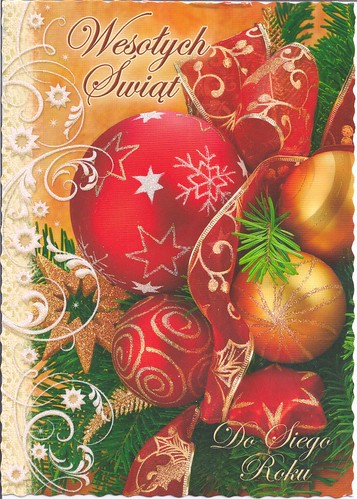 Red Christmas Ornaments-Christmas Postcard