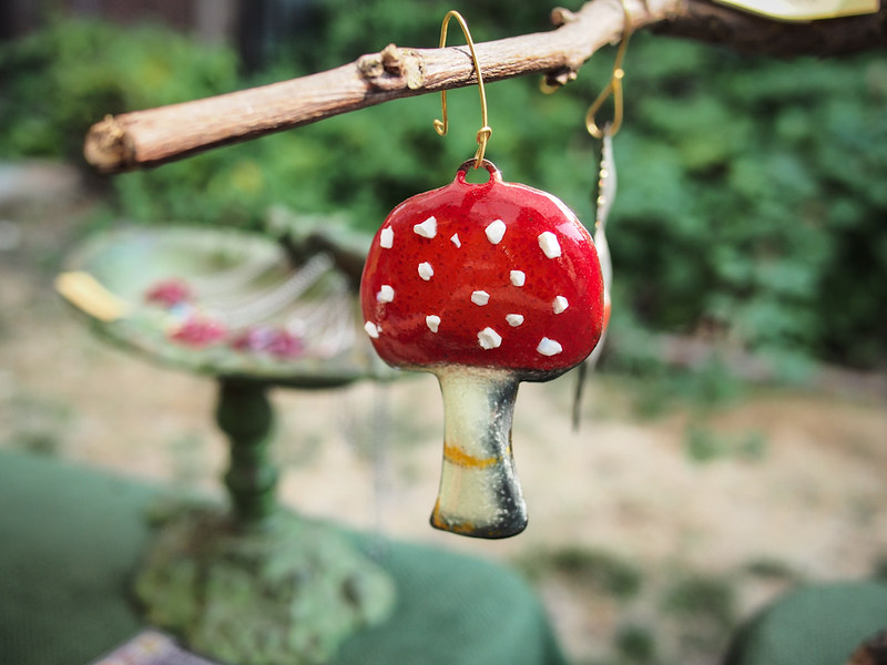 enameled mushroom ornament