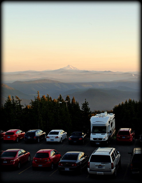View of Timberline Lodge's parking lot