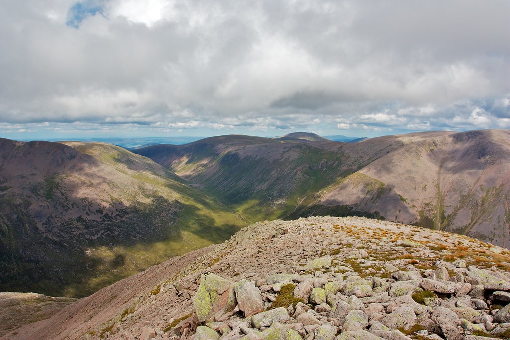 The Lairig Ghru from Cairn Toul's northeast ridge